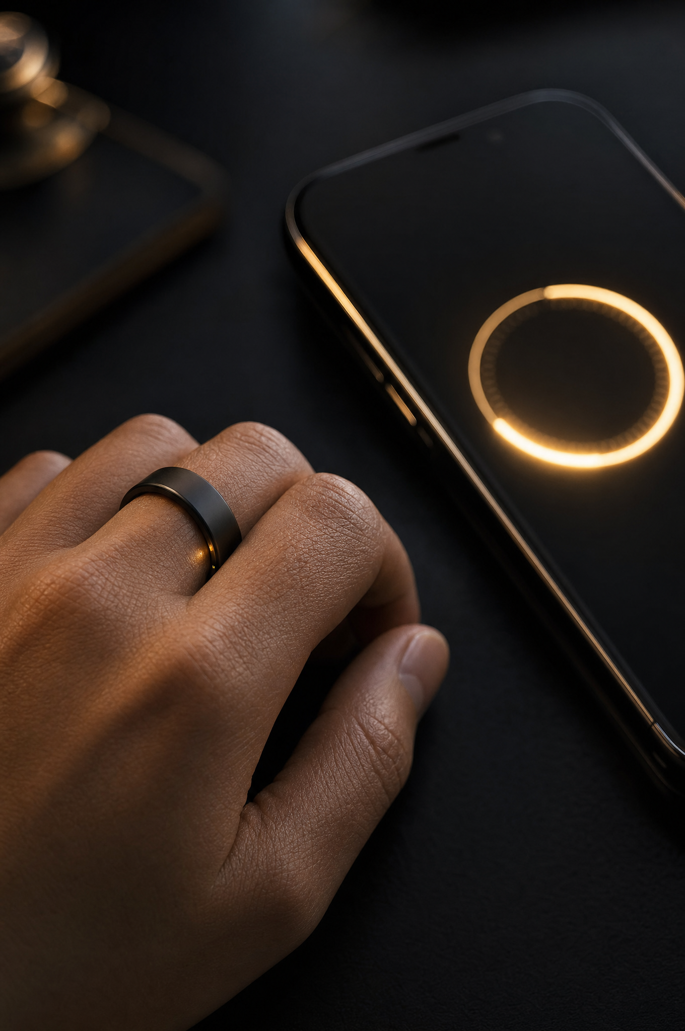 Vytal smart ring beside a phone showing recovery score