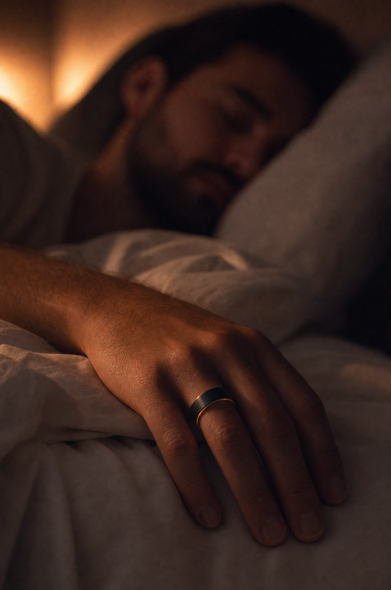 Sleeping hand wearing the Vytal smart ring